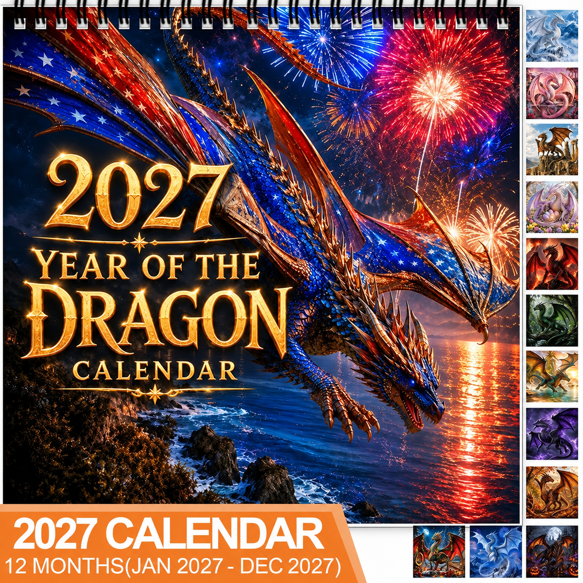🐉 Dragons of a Higher World 2027 Wall Calendar – 12-Month Fantasy Dragon Art Calendar