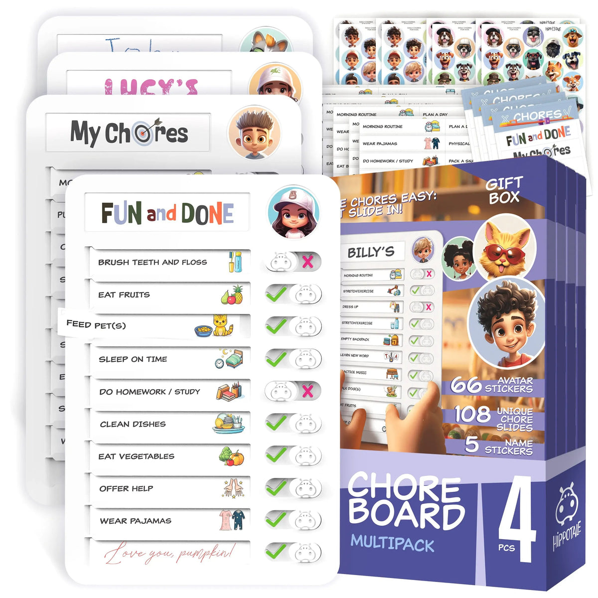 🧲 Kids Visual Routine & Chore Chart – Sliding Checklist with 120 Task Cards