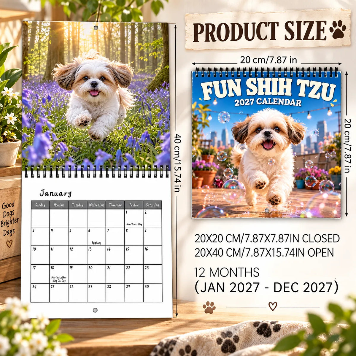 🔥😍2027 Funny Shih Tzu Wall Calendar – 12 Months of Cute, Sassy & Hilarious Shih Tzu Moments