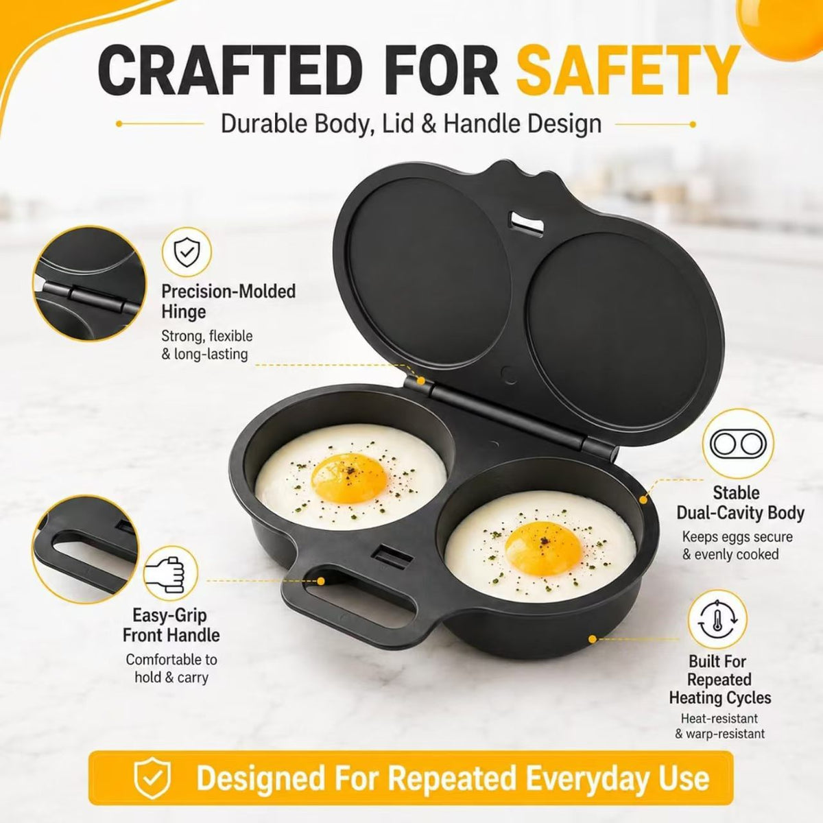 🥳2026 HOT SALE🥳💞50K+ SOLD! 🥗Microwave Egg Poacher——Dual‑cavity, non‑stick & easy clean. Healthier than frying – stock up & save! 🏠✅