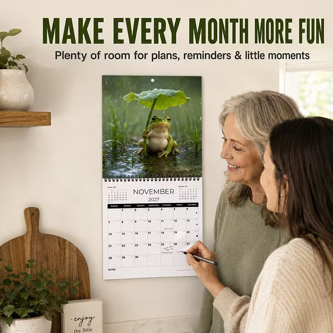 Funny Frogs 2027 Wall Calendar – Cute Humorous Frog Calendar, Quirky Amphibian Gift, Nature & Wildlife Decor