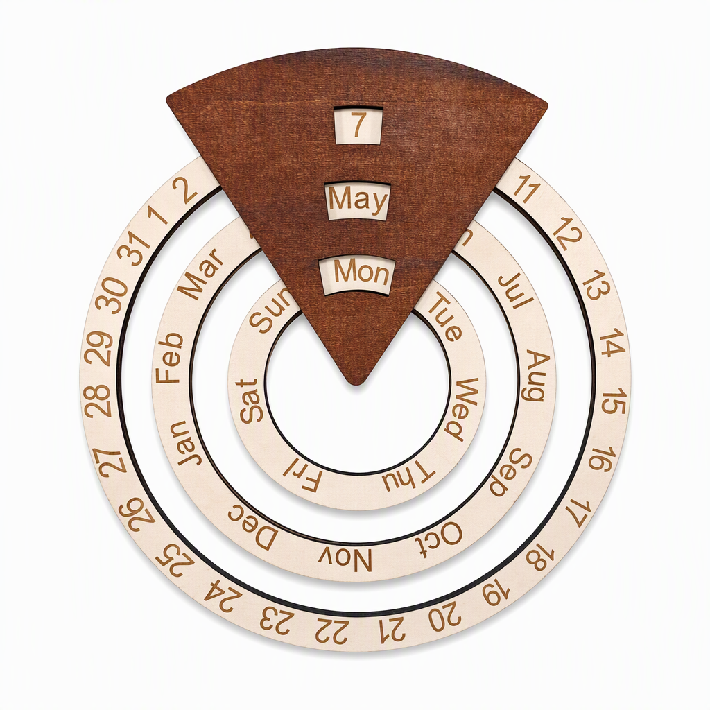 🗓️ Wooden Rotating Perpetual Calendar – A Unique Interactive Decor Piece For Your Home & Office✨