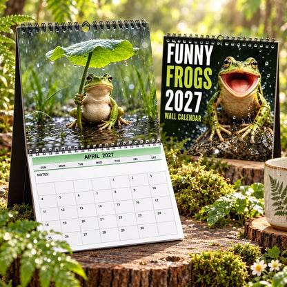 🐸Funny Frogs 2027 Wall Calendar –– Cute Humorous Frog Calendar, Quirky Amphibian Gift, Nature & Wildlife Decor
