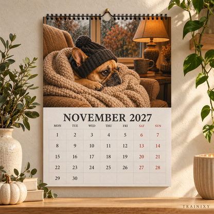2027 French Bulldog Wall Calendar: Funny Frenchie Moments