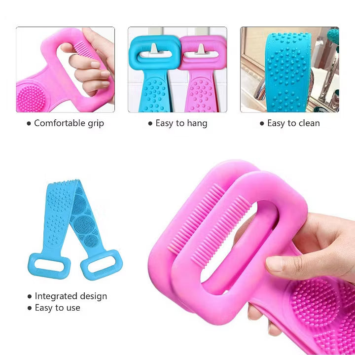 2-in-1 Silicone Back Scrubber and Bath Brush