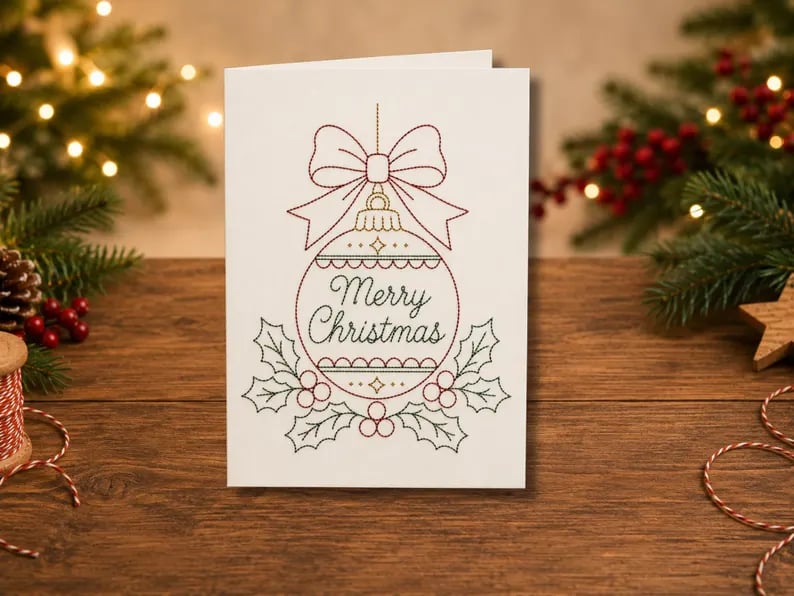 ⭐ 50% OFF - 🌲 🪡 Christmas Hand Embroidery Card DIY Kit | Stitch Your Way Into the Christmas Spirit ✨ 🎁
