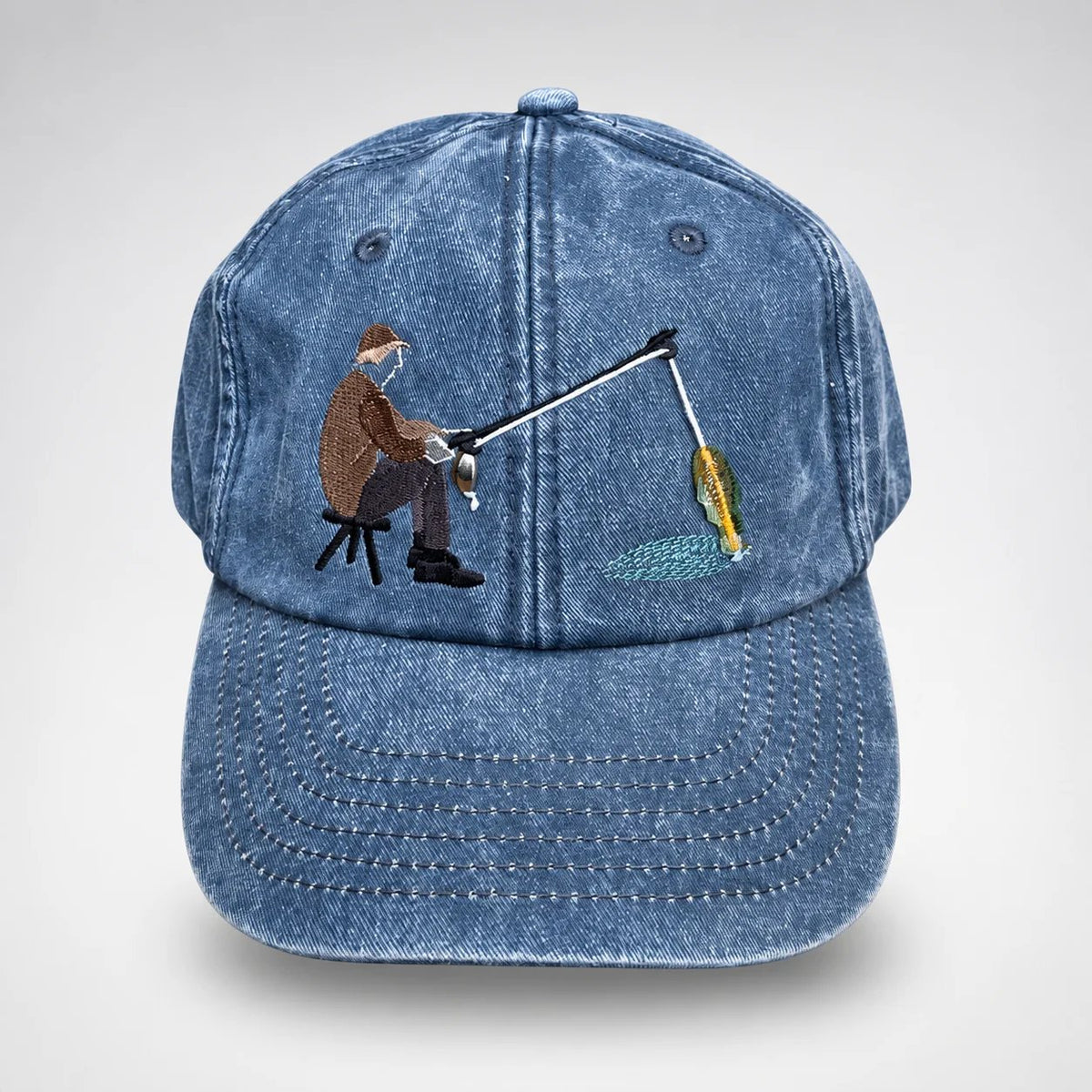 🎣 Catch of the Day Interactive Fishing Cap – Vintage Washed Moving Fish Hat