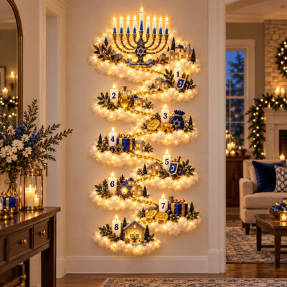 🕎 Hanukkah Festival of Lights Wall Decor Collection – 4 Glowing Designs Celebrating Eight Nights of Light ✨