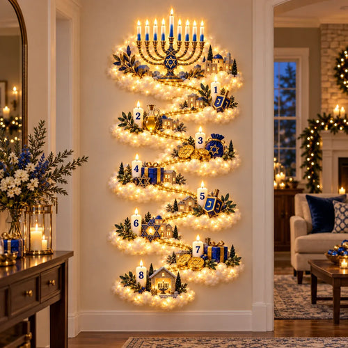 🕎 Hanukkah Festival of Lights Wall Decor Collection – 4 Glowing Designs Celebrating Eight Nights of Light ✨