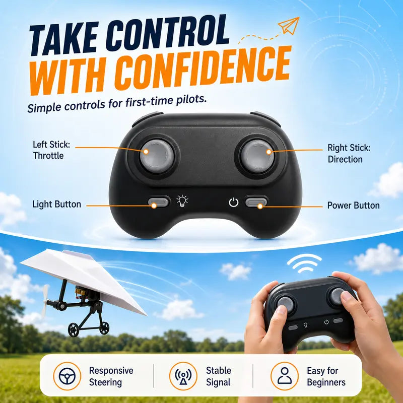 STEM RC Paper Airplane Kit – Gyroscope Stabilized with Dual Propellers