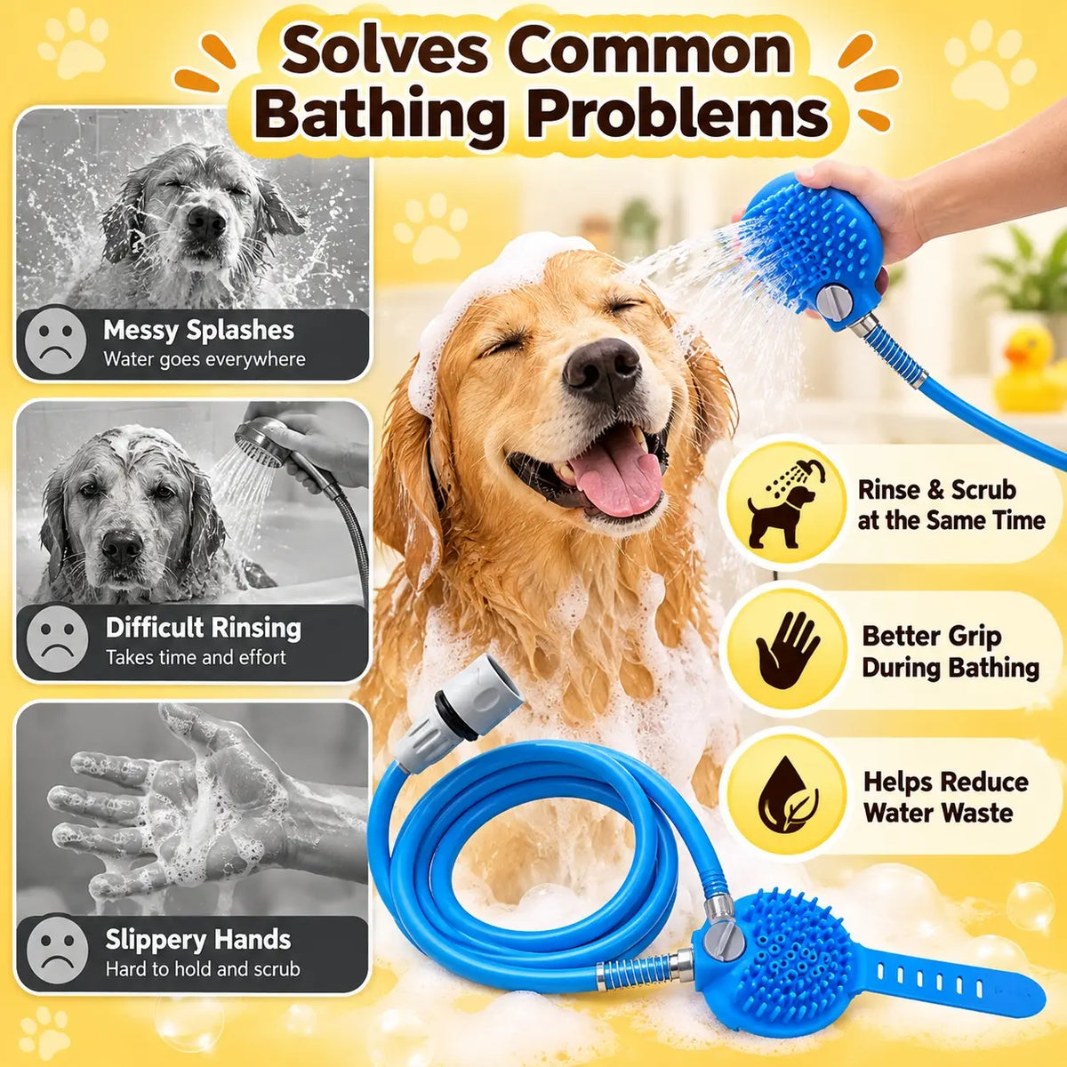 🐾2-in-1 Pet Bathing & Massage Sprayer Tool – Universal Faucet Grooming Sprayer for Dogs & Cats