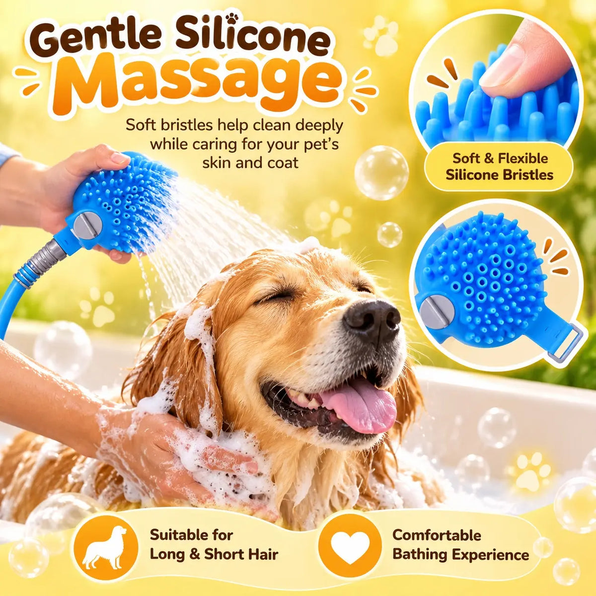 🐾2-in-1 Pet Bathing & Massage Sprayer Tool – Universal Faucet Grooming Sprayer for Dogs & Cats