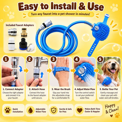 🐾2-in-1 Pet Bathing & Massage Sprayer Tool – Universal Faucet Grooming Sprayer for Dogs & Cats