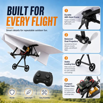 STEM RC Paper Airplane Kit – Gyroscope Stabilized with Dual Propellers