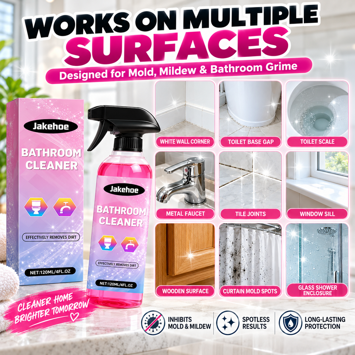❄️Summerfresh 50% OFF!✨Bathroom Limescale & Mould Stain Cleaner – Multi-Surface Spray