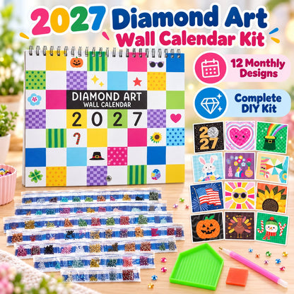 💎 2027 Diamond Art Wall Calendar Kit | 12 Monthly Designs + Complete Gem Tools ✨
