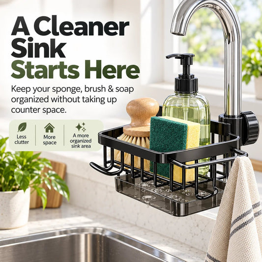 ✨ Faucet Sink Organizer Rack – Keep Your Kitchen Sink Clean & Clutter-Free