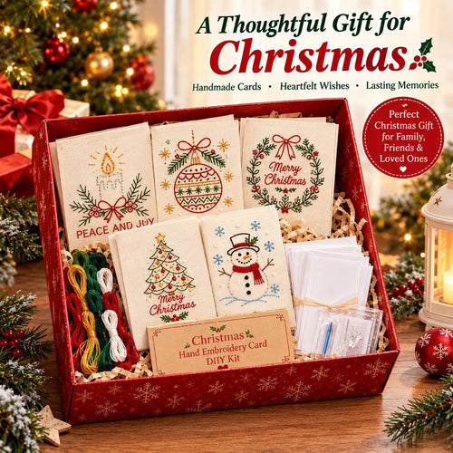 ⭐ 50% OFF - 🌲 🪡 Christmas Hand Embroidery Card DIY Kit | Stitch Your Way Into the Christmas Spirit ✨ 🎁