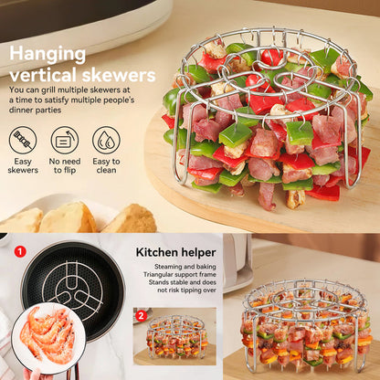 🔥 Griglia spiedini per friggitrice ad aria | Cottura uniforme a 360°, croccante e succoso! 🍢