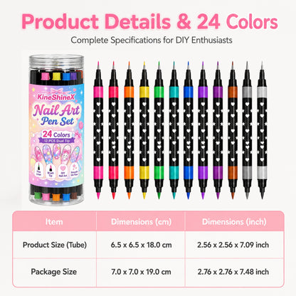 🎉Over 35k+ Sold!💅🎨24‑Colors Dual‑Ended Nail Art Pens‑DIY Manicure Drawing Set🎁