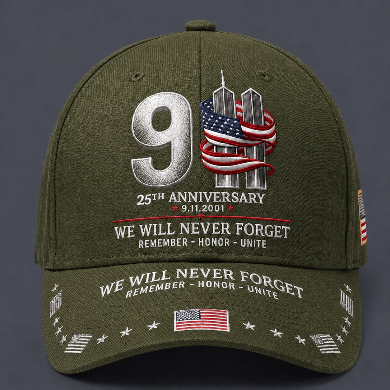 🔥LAST DAY 50% OFF - 9/11 25th Anniversary We Will Never Forget Printed Memorial Baseball Cap – Unisex Patriotic Memorial Hat🧢