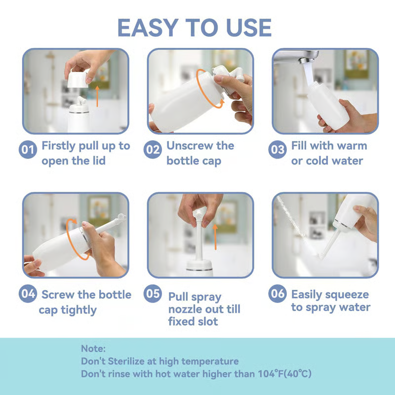 💧Bidet Portatile 🧼– 🕌Perfetto per Wudu & Igiene Quotidiana, 400 ml, Anti-perdita