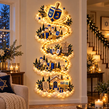 🕎 Hanukkah Festival of Lights Wall Decor Collection – 4 Glowing Designs Celebrating Eight Nights of Light ✨