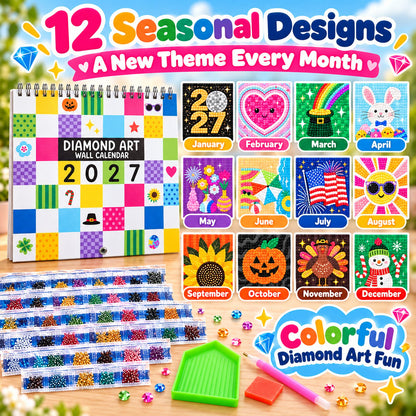 💎 2027 Diamond Art Wall Calendar Kit | 12 Monthly Designs + Complete Gem Tools ✨