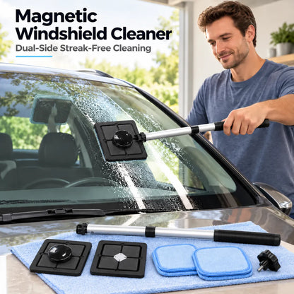 🔥🎁🔥Dual Magnetic Car Windshield Cleaner | Streak-Free Auto Glass Cleaning Kit