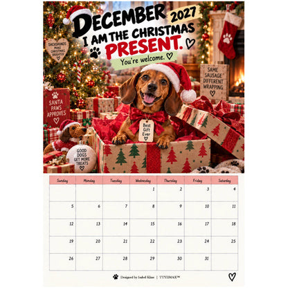 TYIIMAX™ 2027 Funny Dachshund Wall Calendar – Sarcastic Sausage Dog Calendar, A4 Monthly Dog Lover Gift