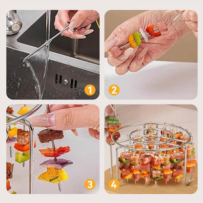 🔥 Griglia spiedini per friggitrice ad aria | Cottura uniforme a 360°, croccante e succoso! 🍢