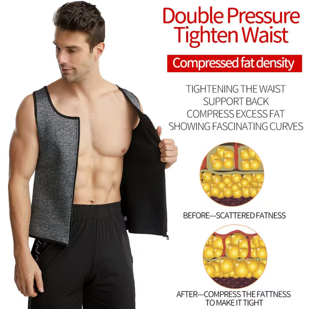 ⭐💪Men Body Shaper Sauna Vest Waist Trainer Double Belt