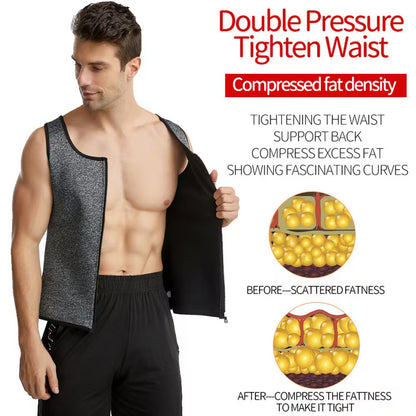 ⭐💪Men Body Shaper Sauna Vest Waist Trainer Double Belt