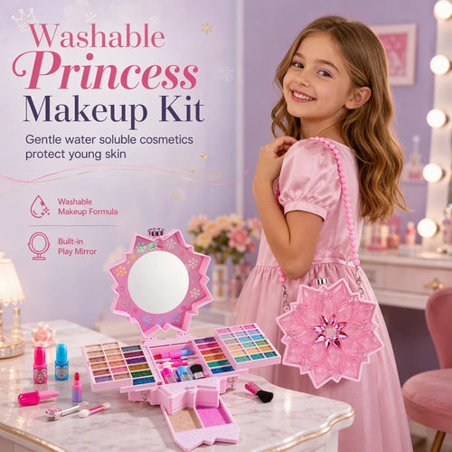 🎉49% OFF !! ⏰ Washable Princess Makeup Set – Non‐irritating, trays & portable case 🎀