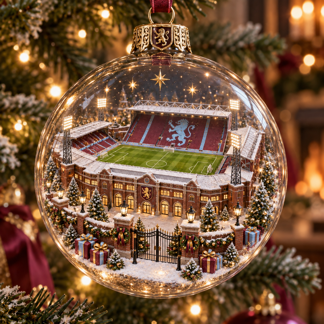 🎄 Pride & Tradition Light-Up Football Christmas Globe Ornament