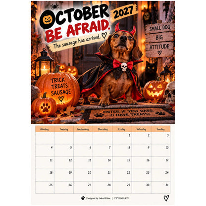 TYIIMAX™ 2027 Funny Dachshund Wall Calendar – Sarcastic Sausage Dog Calendar, A4 Monthly Dog Lover Gift