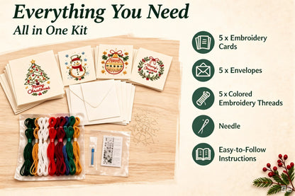⭐ 50% OFF - 🌲 🪡 Christmas Hand Embroidery Card DIY Kit | Stitch Your Way Into the Christmas Spirit ✨ 🎁