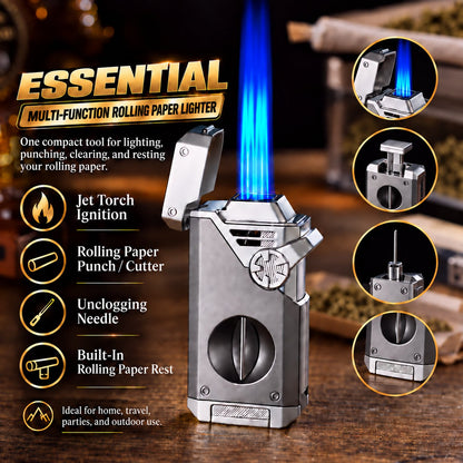 💯 Multifunctional Quad-Flame Lighter – Windproof & Refillable Butane Lighter