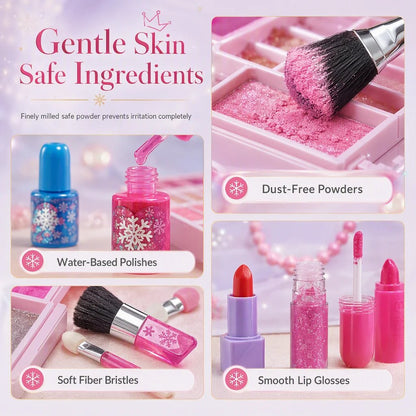 🎉49% OFF !! ⏰ Washable Princess Makeup Set – Non‐irritating, trays & portable case 🎀