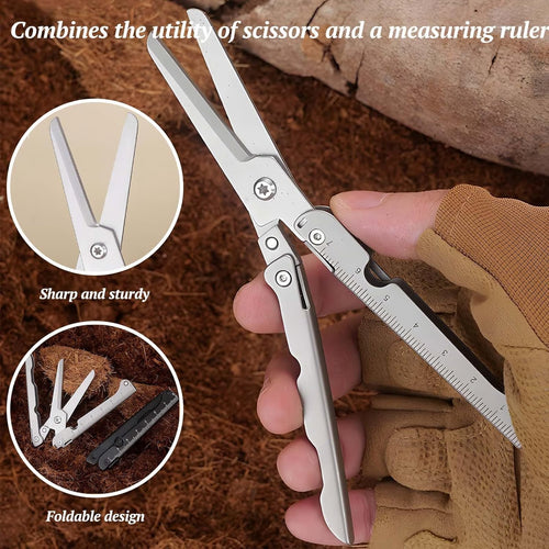 ✂️ 2-in-1 Foldable EDC Scissors with Built-In Ruler
