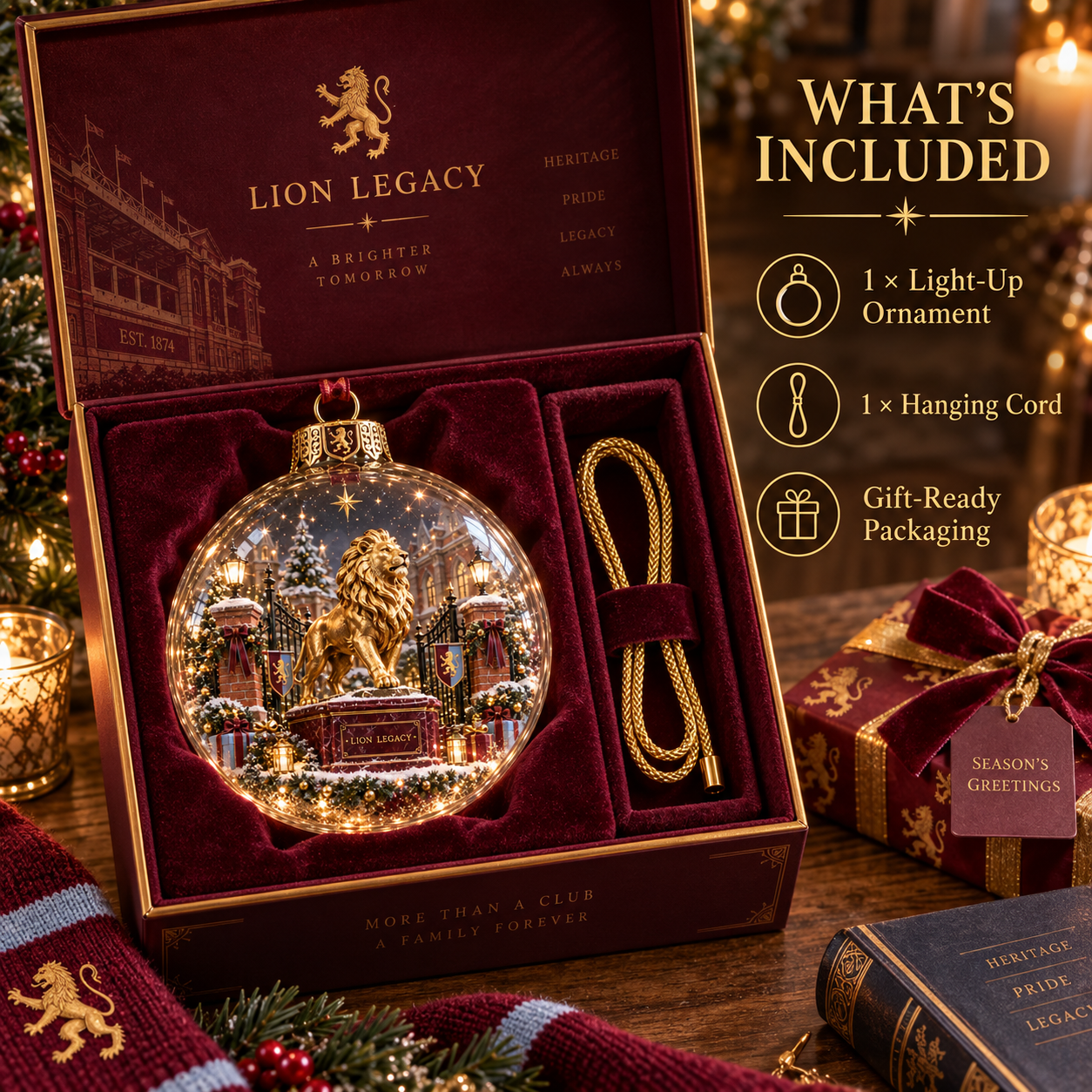 🎄 Pride & Tradition Light-Up Football Christmas Globe Ornament