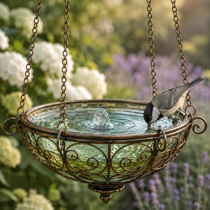🌈 Stained Glass Hot Air Balloon Bird Feeder Fountain🐦