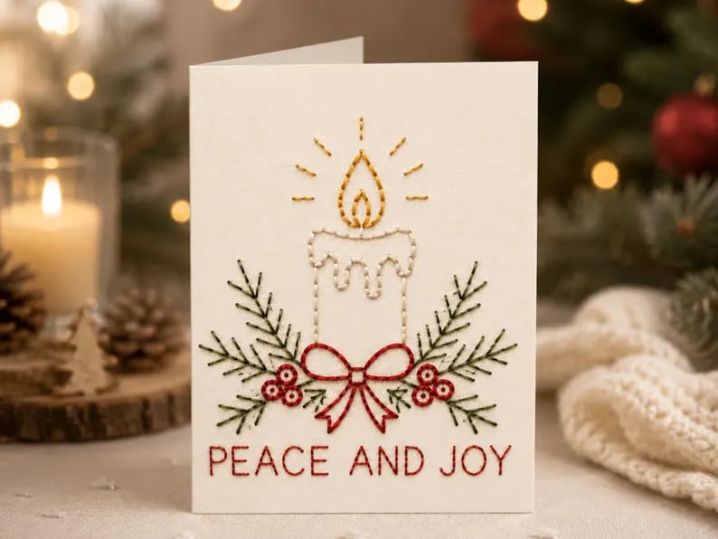 ⭐ 50% OFF - 🌲 🪡 Christmas Hand Embroidery Card DIY Kit | Stitch Your Way Into the Christmas Spirit ✨ 🎁