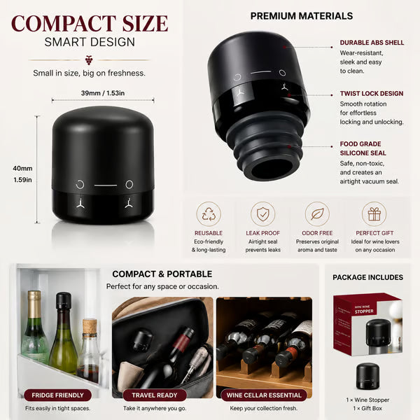 BUY 1 GET 1 FREE🍷 Premium Vacuum Wine Stopper – Keep Wine Fresh Longer with Airtight Seal