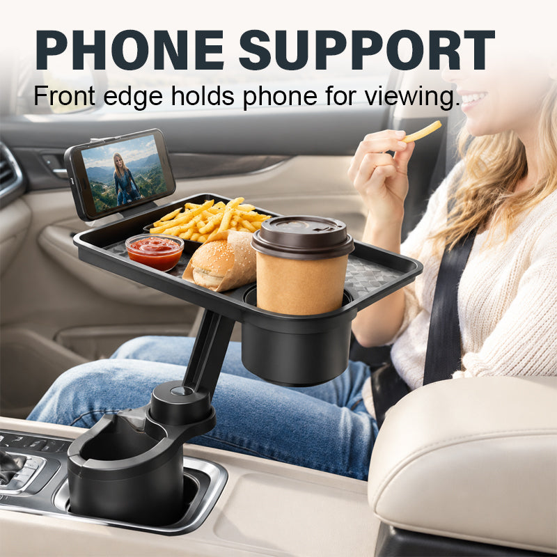 🚗Car Cup Holder Tray with Phone Stand and Extra Cup Holde Adjustable Car Cup Holder Tray with Expander Base