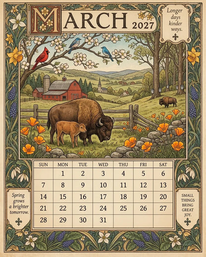 🔥😍A Year in America 2027 – Americana Nostalgia Wall Calendar
