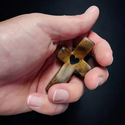 ✝️ Handcrafted Wooden Cross My Heart — 100% Handmade & Faithful Symbol