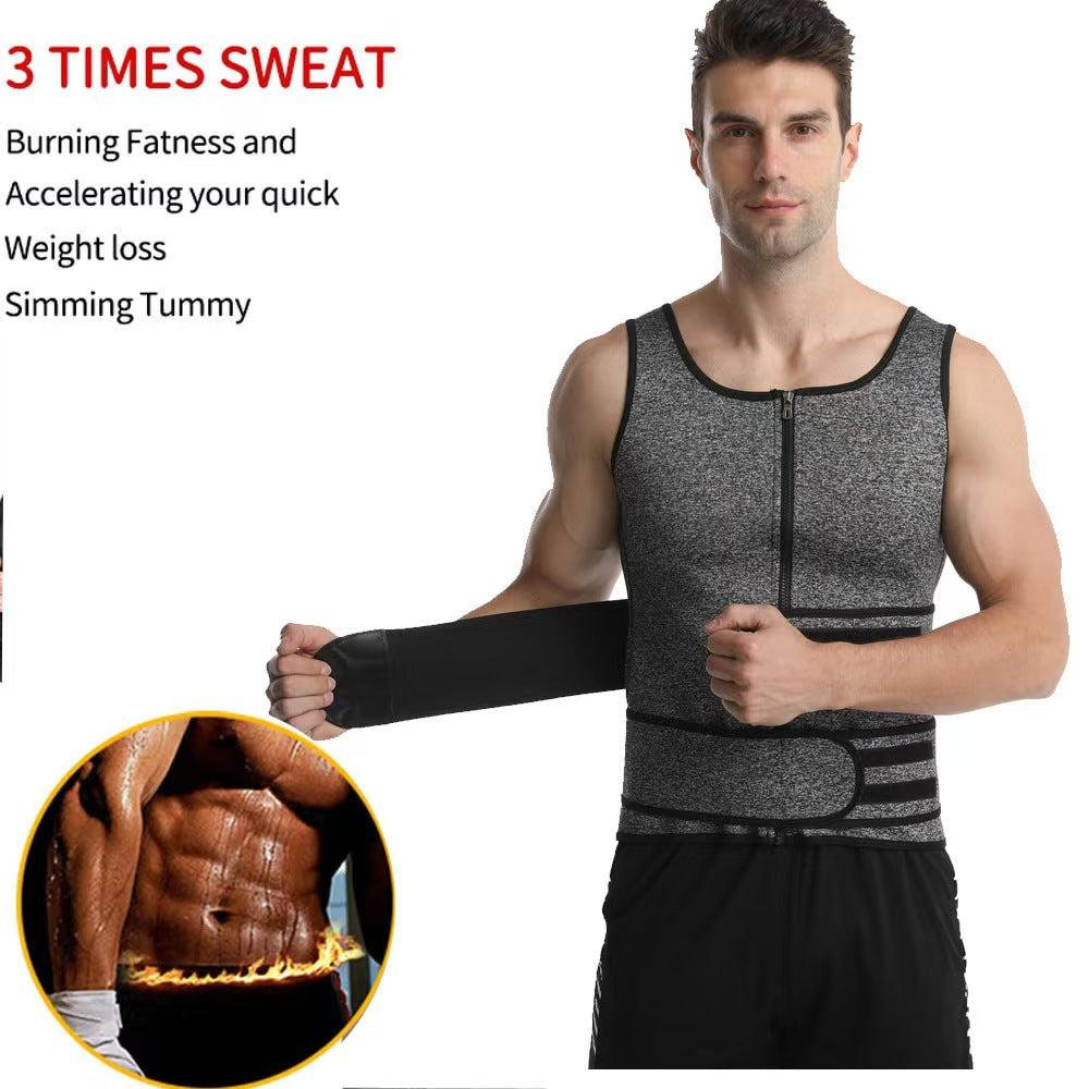 ⭐💪Men Body Shaper Sauna Vest Waist Trainer Double Belt
