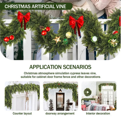 🎄 2-Pack 6ft Real Touch Artificial Cedar Garland | Lifelike Winter Pine Greenery for Christmas Mantle, Table & Wall Decor