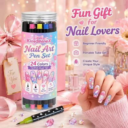🎉Over 35k+ Sold!💅🎨24‑Colors Dual‑Ended Nail Art Pens‑DIY Manicure Drawing Set🎁